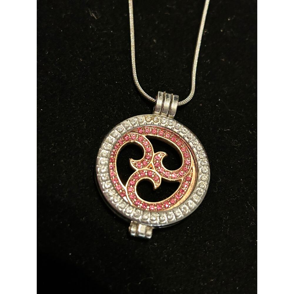 Ganz Stainless Steel Aroma Locket Necklace Spinning Om Symbol Rose Gold 31" - Picture 6 of 7